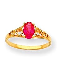 MadiK® Childrens 14K Yellow Gold Synthetic Oval Roze Zircon Polished Ring Sz 3