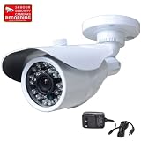 VideoSecu CCTV Home Surveillance Outdoor IR Bullet Security Camera Color CCD Day Night 24 Infrared LEDs with Bonus Power Supply IR24W C2M ~ VideoSecu