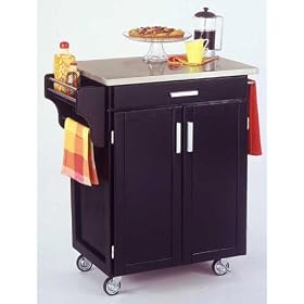 Home Styles Black Kitchen Cart with Stainless Steel Top 9100-1042 by Home Styles