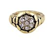 Ring - R82 - Stretch - Ring Size 7 - Will Stretch Even Bigger ~ Brushed Antique Gold Tone Metal with Clear Crystals