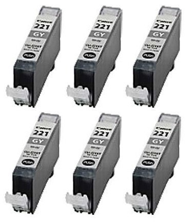 6 PACK COMPATIBLE HQ CANON CLI-221 GRAY INK CARTRIDGE 2950B001 PIXMA iP MP MX CLI-221GY