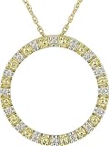 10K Yellow and White Gold 1/10 ctw Diamond Circle Pendant