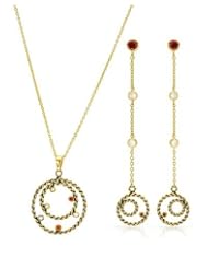 Gold Plated Silver Cubic Zirconias Women Jewelry Set. Length 82 in. Total Item weight 4.6 g.