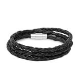 ManoaShark Leder Armband Benitos Geflochten Gewickelt Lederarmband in Schwarz Unisex