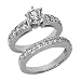 1.30 Ct Diamond Engagement Ring Bridal Set Round Cut Pave Style 14k White Gold