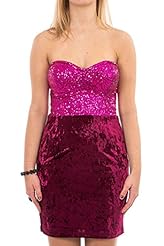 Metallic/Polyester/Velvet Bandeau Neck Sequined Bodycon Dress/Mini Dress 