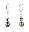 Earrings - E260 - Silver Polka Dot Drop Plated Round Beads ~ Jet Black