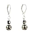 Earrings - E260 - Silver Polka Dot Drop Plated Round Beads ~ Jet Black