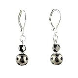 Earrings - E260 - Silver Polka Dot Drop Plated Round Beads ~ Jet Black