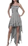 Robe de soirée robe de cocktail cérémonie mariage gala mousseline 4007 argenté