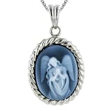 Silver Framed Guardian Angel Agate Cameo with 18