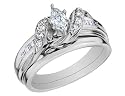 Marquise Cut Engagement Ring & Wedding Band Set 1/2 Carat (ctw) in 14K White Gold
