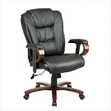 Office Star MAN5266L-G13 Executive Office Chair, Black Leather
