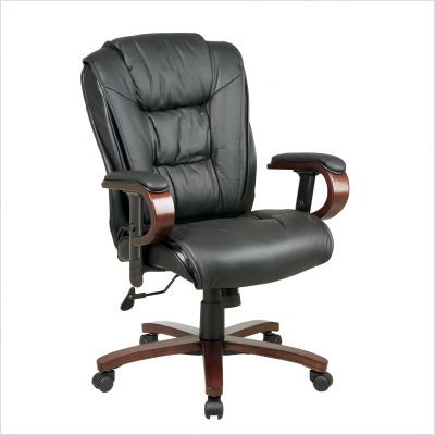 Manchester Finish Executive Leather Chair with 2-to-1 Synchro Tilt Control Finish: Black