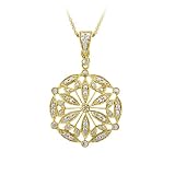 18k Gold Plated Sterling Silver Diamond-Accent Medallion Pendant