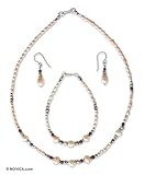 Pearl and garnet jewelry set, 'Daydream' 0.2 W 16.9 L