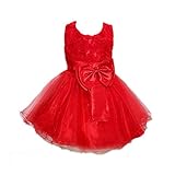 【ノーブランド 品】女の子　キッズドレス　蝶結び　ベルト付き　プリンセスドレス　ウエディングドレス　ファッション　キュート　レッド　身長全6サイズ - 140cm