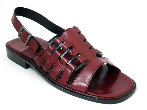 Men's Leather Italian designer Sandals strap in the back V 1545 By davinci Bordo Size 42