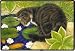 Cat at Lily Pond Doormat Rug Mat