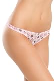 Underglam Sheer Pink Black Heart Thong