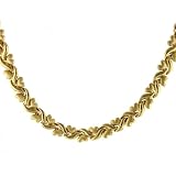 14K Yellow Gold Leaf/Hearts Stampato Necklace 17
