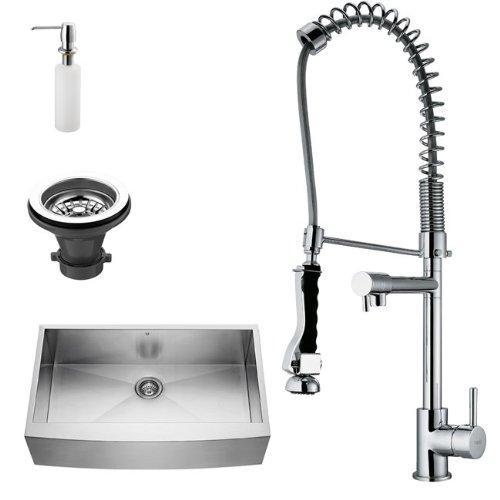 Vigo Industries VG15007 Farmhouse Faucet Dispenser Kitchen Sink, Steel