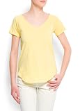 Mango Women's Cotton V-neck T-shirt, L, Yellow