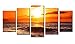 Wieco Art - The Morning Sea 5 Panels Modern Stretched and Framed Giclee Canvas Prints Artwork Ocean Seascape Pictures Photo Paintings on Canvas Wall Art for Home Office Decorations 5pcs/set