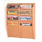 Eight Pocket Wall Mount Magazine Rack Wood Finish: Medium Oak