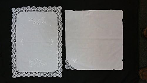 White Lace Embroidered Place Mats and Dinner Napkin 100% Cotton Set of 8 Vintage