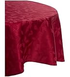 Lenox Holly Damask Tablecloth, 60 by 84-Inch Oval, Red