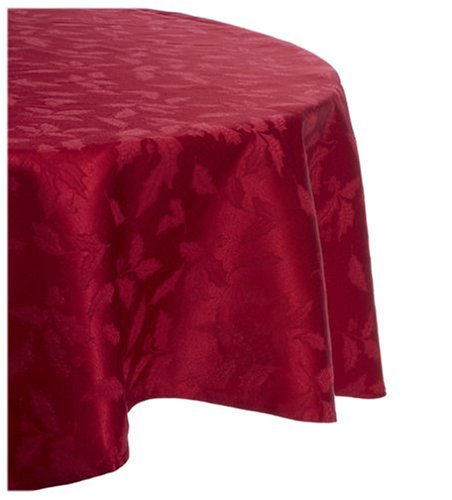 Childrens Toyshop  Kitchen & Housewares : Lenox Holly Damask 60-by-84-Inch Oval Tablecloth, Red