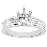 18k White Gold with Platinum Prong Head Engagement Setting with Graduated Channel-Set Baguette Diamonds (G-H/VS, 4/5 ct. tw.)