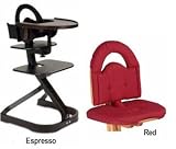Svan High Chair from Scandinavian Child with Infant Kit and Cushion, Red Cushion with Espresso Wood