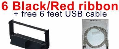 6 pack of Compatible BLACK/Red POS ink Ribbon Cartridge to replace EPSON ERC30, ERC34,ERC38 ERC-30, ERC-34,ERC-38 for ITU200D, 300D, M133A, M17JB M119, M270, M280, M52JB TM267 II, TM270, TM300A, TM300C, TM300D, TMU200B, TMU200D, TMU210B, TMU220, TMU230, TMU300, TM-300A, TM-300C, TM-300D TMU325, TMU370, TMU375 Micros Dot Matrix impact Printer. New replacement ink film works better than refilled one. Photosharp ships to Hawaii, Alaska, APO,FPO, AE, PO Box, Puerto Rico PR, and the Virgin Islands and other US territory address.
