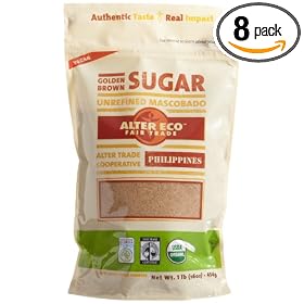 Alter Eco Fair Trade Organic Golden Brown Cane Sugar, 16-Ounce Pouches (Pack of 8)