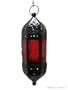 13" Metal Ruby Red Glass Hanging Moroccan Lantern Lamp