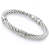 Sterling Silver Twisted Cable Hard Bangle 7