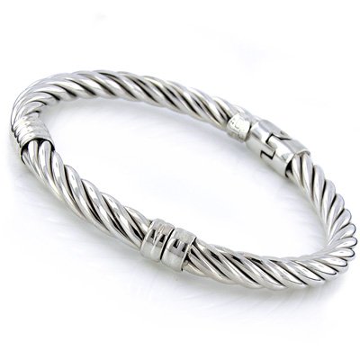 Sterling Silver Twisted Cable Hard Bangle 7