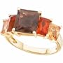 8x8 mm Princess Cut Smoky Quartz, 5x4 mm Baguette Cut Citrine, 6x4 mm Baguette Cut Madeira Citrine, 14Kt. Yellow Gold Ring
