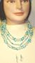 Four Strand Ivory Small Pearls Turquoise Blue Beads Medium Chain Necklace Earrings