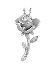 Sterling Silver Rose Flower Diamond Pendant Necklace (GH, I1-I2, 0.20 carat)