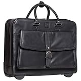 Clark & Mayfield Stafford Rolling Leather Laptop Tote 17 - Black