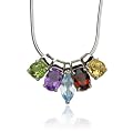 Sterling Silver Multi-Gemstone Necklace, 18