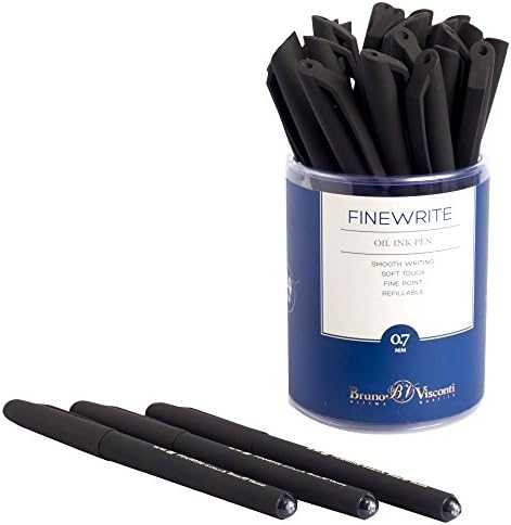 Bruno Visconti LUXURY Oil Pen FineWrite (Pack of 24) with Kernel 0.7mm - Business Gift Pens - Black Color with Black Ink – 100% Guaranteed by a 30 Day Warranty