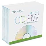 CD-RW Discs, 700MB/80min, 4x, w/Slim Jewel Cases, Silver, 10/Pack