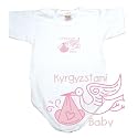 Baby Bodysuit White " Light Blue Stork Kyrgyzstani " Kyrgyzstan Country