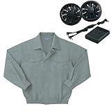 空調服　作業服 長袖ワークブルゾン　【モスグリーン】　（電池ボックス・ファン付き）【KU90551-G】 (5L (着丈70、肩丈60、袖丈58、胸囲148)) ...
