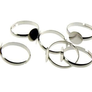 10 Supports de bague fimo plateau réglable 10mm création bijoux - Argenté