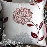 Decorative White Red Floral Throw Pillow Cover
